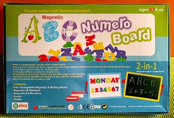 Magnetic ABC Numero Board (Junior) – 2-in-1 Magnetic Board + Chalk Board for Kids - Image 3