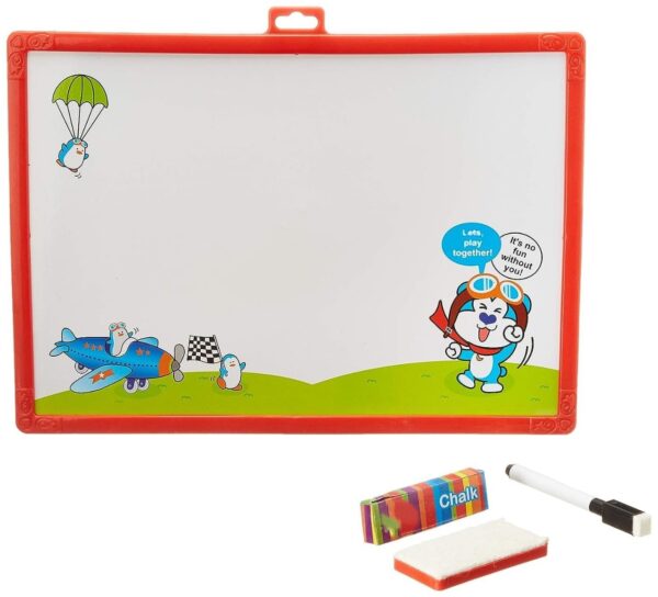 2 In 1 Write & Wipe Writing Board – Dual-Sided Chalk & Marker Board for Kids - Image 2