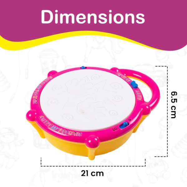 Kid Kraze® Battery Operated 3D Flash Drum Toy with Flash Light & Music Effects | Dynamic Musical Instrument Toy with 2 Mallets for Toddlers | Pink Color - Image 4