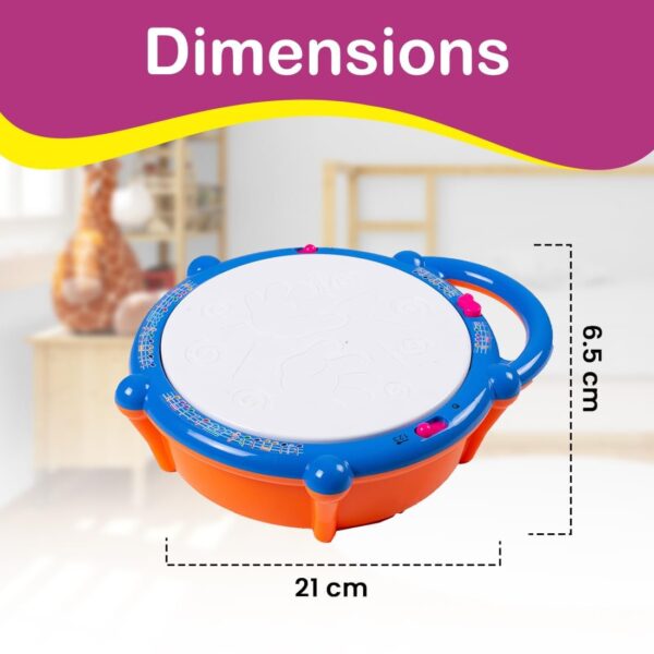 Kid Kraze® Battery Operated 3D Flash Drum Toy with Flash Light & Music Effects | Dynamic Musical Instrument Toy with 2 Mallets for Toddlers | Blue Color - Image 4