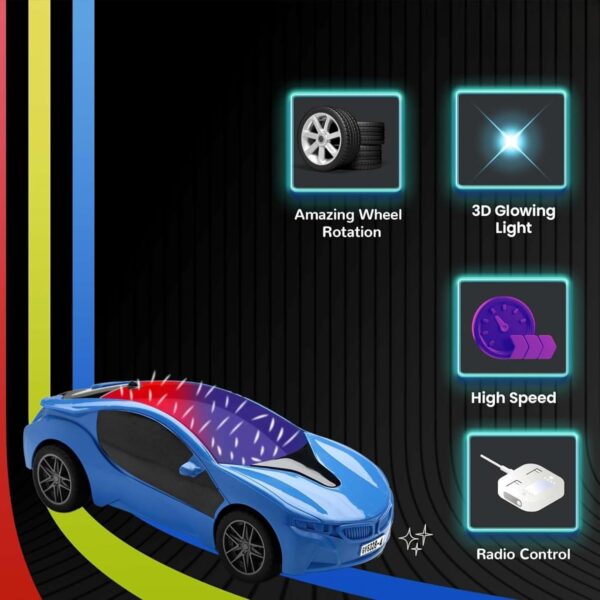 Kid Kraze® Rechargeable 3D Lights Famous Remote Control High-Speed Racing Car Toy for Kids (Blue) - Image 5