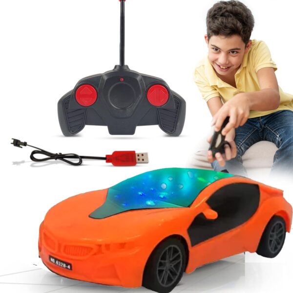 Kid Kraze® Rechargeable 3D Lights Famous Remote Control High-Speed Racing Car Toy for Kids (Orange)