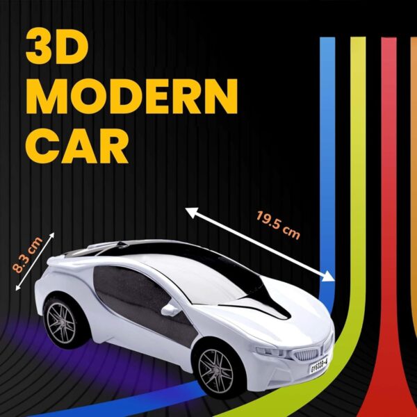 Kid Kraze® Rechargeable 3D Lights Famous Remote Control High-Speed Racing Car Toy for Kids (White) - Image 3