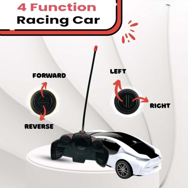 Kid Kraze® Rechargeable 3D Lights Famous Remote Control High-Speed Racing Car Toy for Kids (White) - Image 4