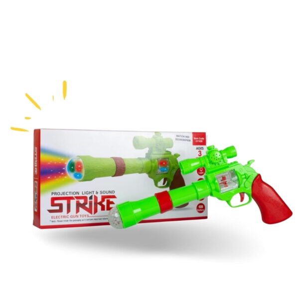 Kid Kraze® Battery Operated 3D Projection Strike Toy Gun with Vibrant Light & Sound Effects for Kids/Gifts/Toddlers | Green Color, Power Source: 3xAA Battery (Not Included)