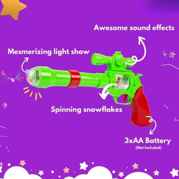 Kid Kraze® Battery Operated 3D Projection Strike Toy Gun with Vibrant Light & Sound Effects for Kids/Gifts/Toddlers | Green Color, Power Source: 3xAA Battery (Not Included) - Image 2