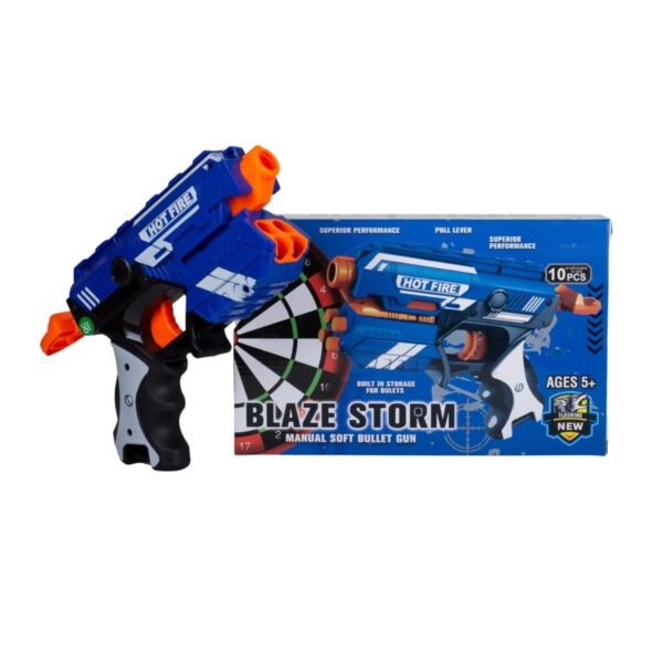 Kid Kraze® Storm Bullet Toy Gun with 5 Foam Bullets & 5 Suction Dart Bullets for Kids | Fun Target Shooting Blaster Gun Toy | Blue Color, (Battery Not Required)