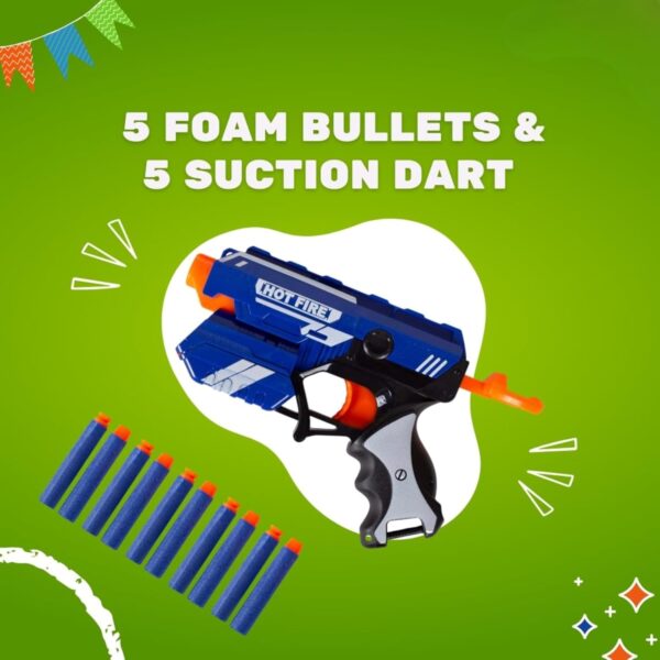Kid Kraze® Storm Bullet Toy Gun with 5 Foam Bullets & 5 Suction Dart Bullets for Kids | Fun Target Shooting Blaster Gun Toy | Blue Color, (Battery Not Required) - Image 2