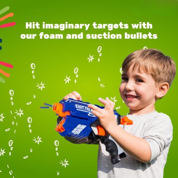 Kid Kraze® Storm Bullet Toy Gun with 5 Foam Bullets & 5 Suction Dart Bullets for Kids | Fun Target Shooting Blaster Gun Toy | Blue Color, (Battery Not Required) - Image 6