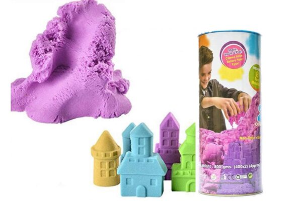 Active Sand Canister | 800g Squeezable Sand in 2 Colors | Includes 8 Moulds & Storage Container | Creative Sand Play