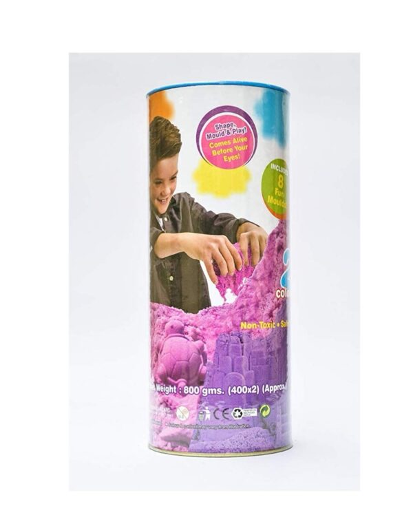 Active Sand Canister | 800g Squeezable Sand in 2 Colors | Includes 8 Moulds & Storage Container | Creative Sand Play - Image 2