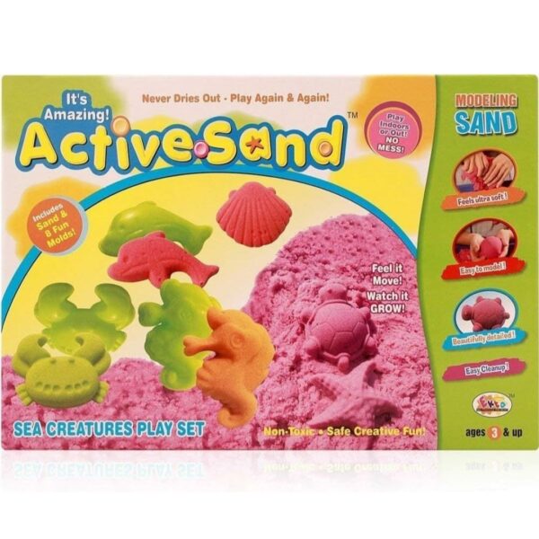 Active Sand Sea Creatures Play Set | Sensory Sand with Sea Animal Moulds | Creative Play & Endless Fun | Squeezable Sand for Kids