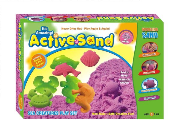 Active Sand Sea Creatures Play Set | Sensory Sand with Sea Animal Moulds | Creative Play & Endless Fun | Squeezable Sand for Kids - Image 3