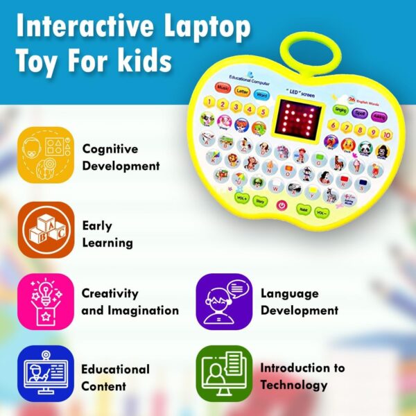 Kid Kraze® Plug & Play English Learner Educational Laptop Toy with 20 Learning & Playing Activities (Apple Shape Tab, Medium) - Image 4