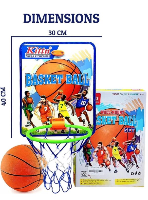 Kid Kraze® Basket Ball for Kids Basketball Set with 1 Extra Ball Toys for Boys and Girls Portable Set with Hanging Board, Net Indoor Outdoor Games Birthday Return Gift - Image 2