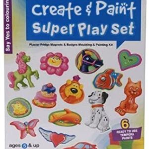 Create & Paint (Super Play Set) Moulding & Painting Kit | DIY Magnets & Badges Craft Kit