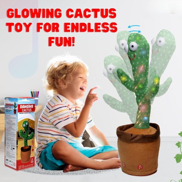 KID KRAZE® Dancing Cactus Toy | Singing, Recording & Flash Light Effect Cactus Toy for Kids/Babies/Toddlers | Green Color, Power Source: Lithium-Ion Rechargeable Battery (Included) - Image 3