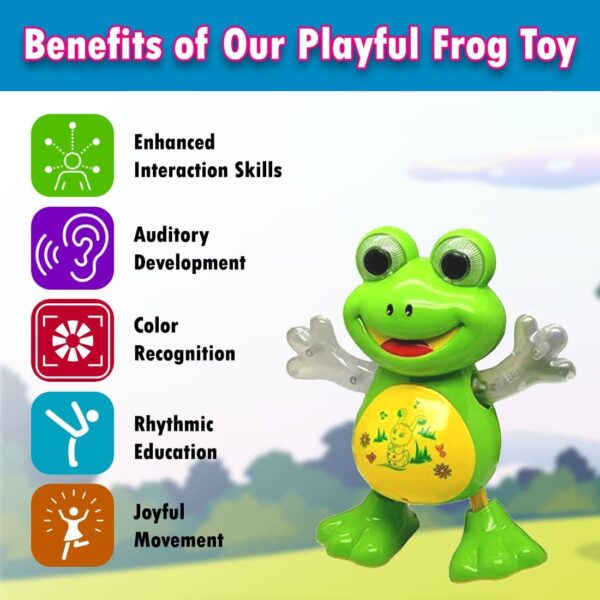 KID KRAZE® Dancing Frog Toy with Vibrant Light Effect & Musical Sound | Best Dancing Toy Gifts/Toddlers/Babies/Girls/Boys | Green Color, Power Source: 3xAA Battery (Not Included) - Image 5