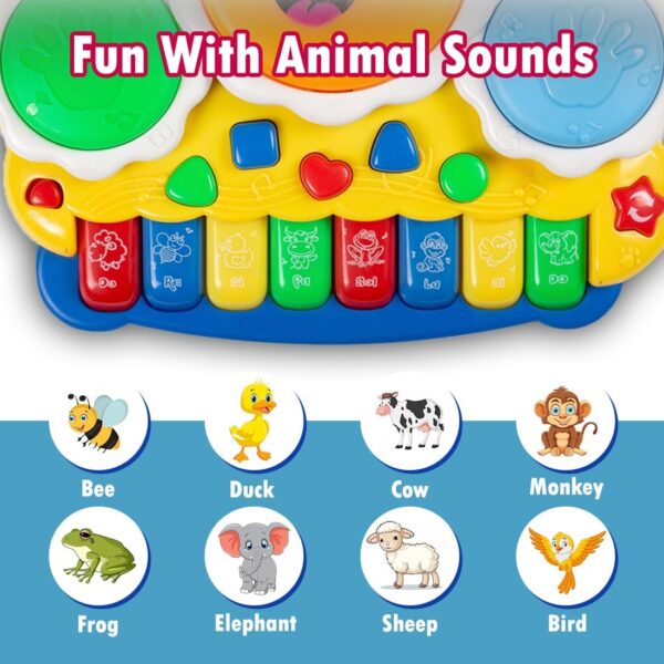 Kid Kraze® Battery Operated 3D Flash Drum Toy with Flash Light & Music Effects | Dynamic Musial Instrument Toy with 2 Mallets for Toddlers (Drum Piano Keyboard) - Image 4