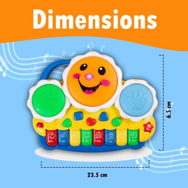 Kid Kraze® Battery Operated 3D Flash Drum Toy with Flash Light & Music Effects | Dynamic Musial Instrument Toy with 2 Mallets for Toddlers (Drum Piano Keyboard) - Image 5