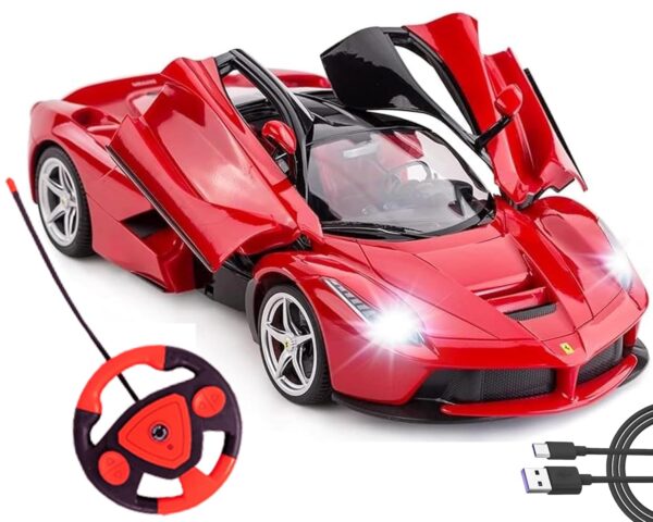 Kid Kraze® Remote Control Ferrari Sport Car with Rechargeable and Opening Doors, Fast Ride-On Racer for Kids, Remote Controlled, High-Speed Racing Car (Red)