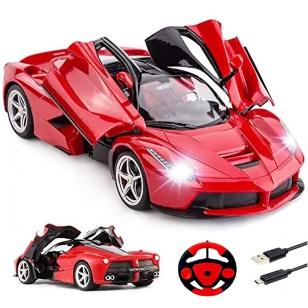 Kid Kraze® Remote Control Ferrari Sport Car with Rechargeable and Opening Doors, Fast Ride-On Racer for Kids, Remote Controlled, High-Speed Racing Car (Red) - Image 3