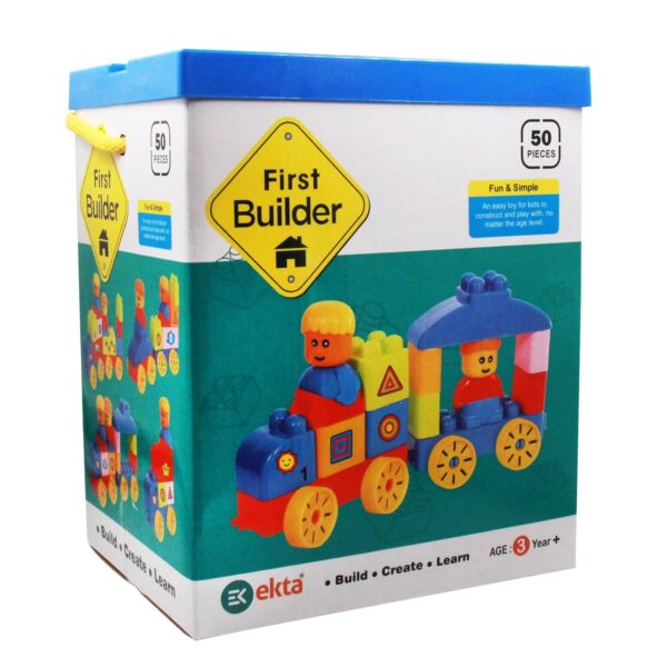 First Builder Build-Create-Learn | Colorful Blocks with Numbers, Shapes, and Object Stickers for Early Learning and Motor Skills Development - Image 2