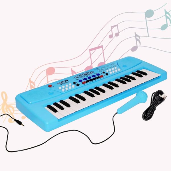 KID KRAZE® Combo 37 Key Piano Keyboard with Recording and Mic with Musical Guitar for Kids Analog Portable Keyboard (Blue) - Image 2
