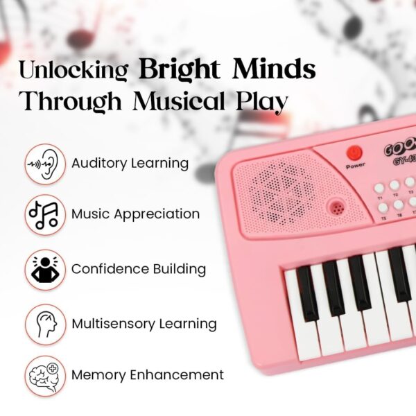 KID KRAZE® Combo 37 Key Piano Keyboard with Recording and Mic with Musical Guitar for Kids - Analog Portable Keyboard (Pink) - Image 2