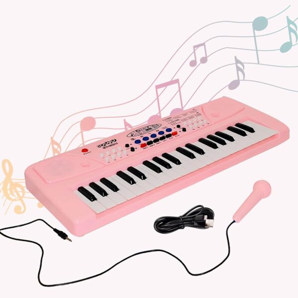 KID KRAZE® Combo 37 Key Piano Keyboard with Recording and Mic with Musical Guitar for Kids - Analog Portable Keyboard (Pink) - Image 3