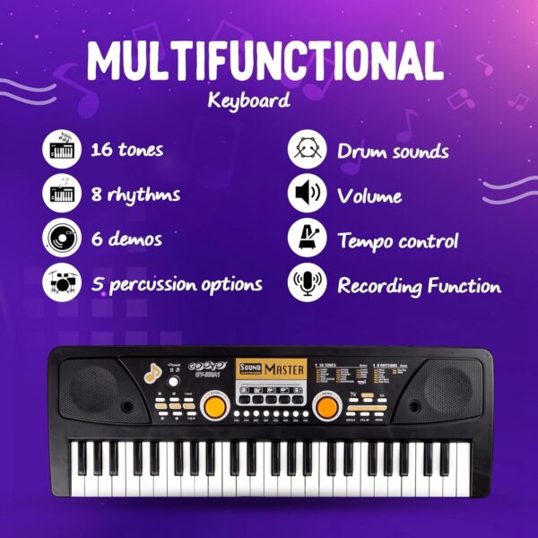KID KRAZE® Combo 49 Key Piano Keyboard with Recording and Mic with Musical Guitar for Kids - Analog Portable Keyboard - Image 3