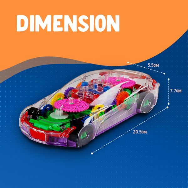 KID KRAZE® 3D Concept Gear Car Toy with 3D Lights and Musical Sounds Effect | Bump N' Go Action Car for Kids/Girls/Boys | Multi Color, Power Source: 3xAA Battery (Not Included) - Image 5