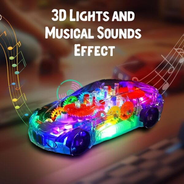 KID KRAZE® 3D Concept Gear Car Toy with 3D Lights and Musical Sounds Effect | Bump N' Go Action Car for Kids/Girls/Boys | Multi Color, Power Source: 3xAA Battery (Not Included) - Image 6