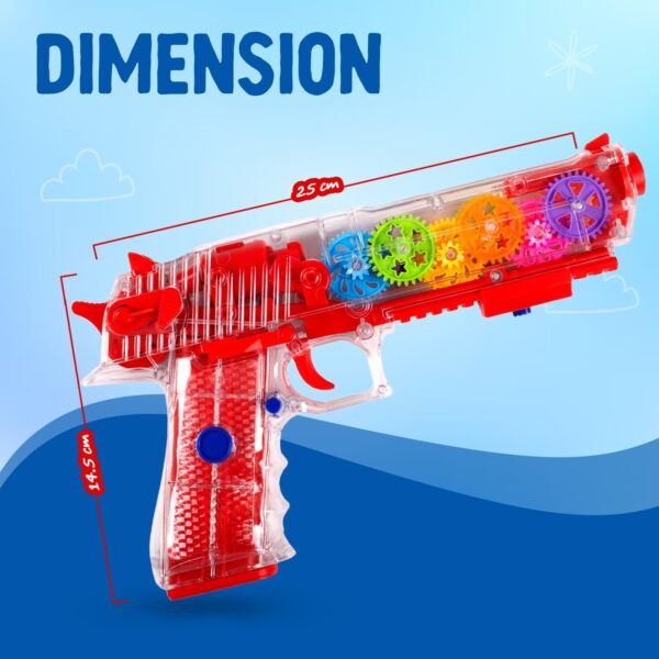 Kid Kraze® 3D Concept Gear Toy Gun with Flashing LED Lights and Musical Sounds for Kids/Gifts/Toddlers | Multi Color, Power Source: 3xAA Battery (Not Included) - Image 3