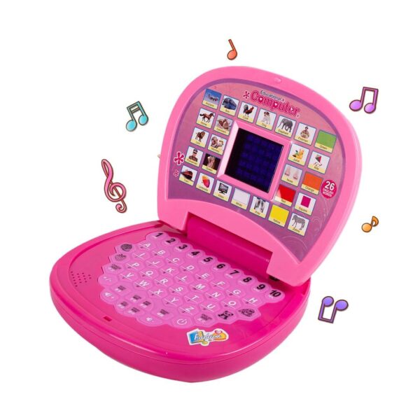 Kid Kraze® Battery Operated Educational Learning Laptop Toy with LED Display and Music Effect | Babies/Girls/Boys/Toddlers | Pink Color, Power Source: 3xAA Battery (Not Included)
