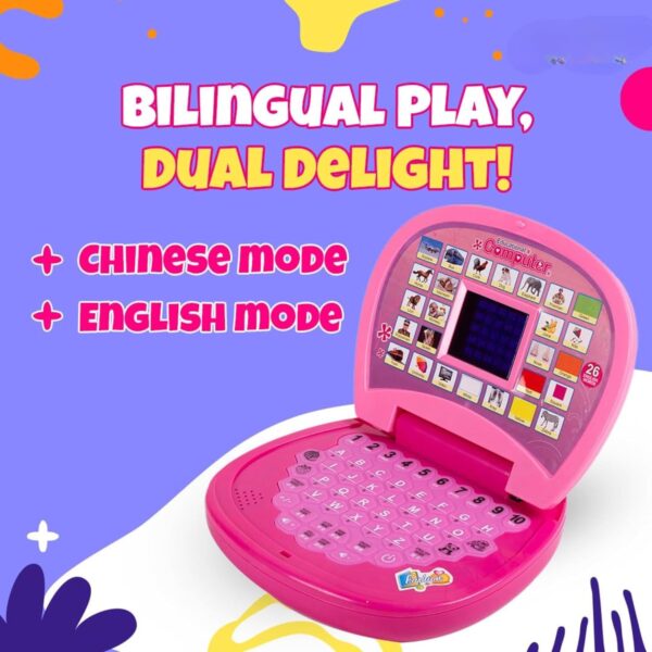 Kid Kraze® Battery Operated Educational Learning Laptop Toy with LED Display and Music Effect | Babies/Girls/Boys/Toddlers | Pink Color, Power Source: 3xAA Battery (Not Included) - Image 3