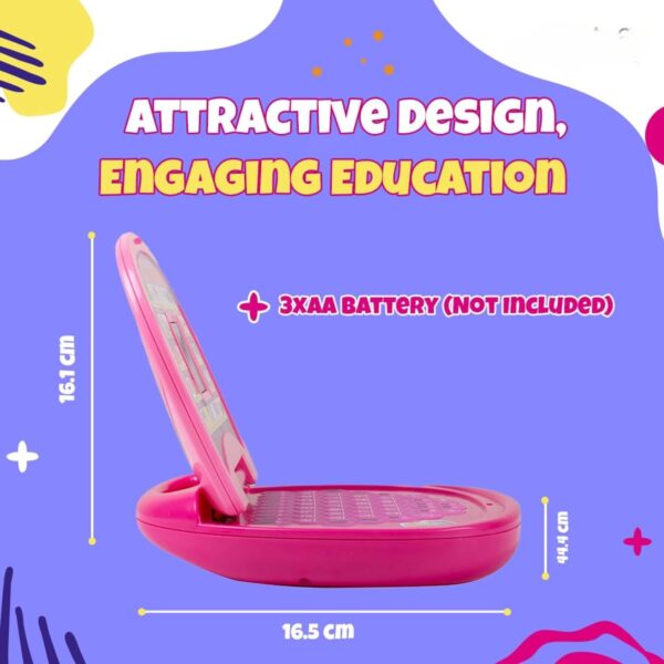 Kid Kraze® Battery Operated Educational Learning Laptop Toy with LED Display and Music Effect | Babies/Girls/Boys/Toddlers | Pink Color, Power Source: 3xAA Battery (Not Included) - Image 5