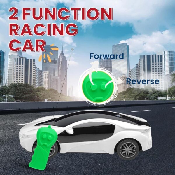 KID KRAZE® Battery Operated 3D Lights Famous Remote Control High Speed Racing Car Toy for Kids (White) - Image 2