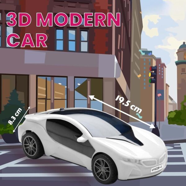 KID KRAZE® Battery Operated 3D Lights Famous Remote Control High Speed Racing Car Toy for Kids (White) - Image 3