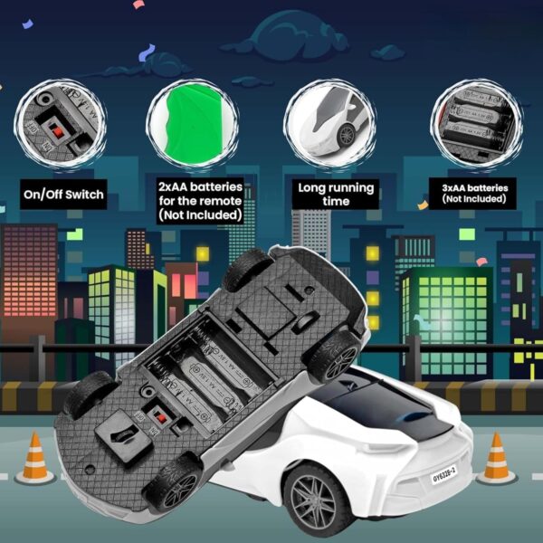 KID KRAZE® Battery Operated 3D Lights Famous Remote Control High Speed Racing Car Toy for Kids (White) - Image 4