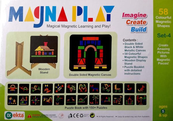 Magna Play Set-4 – Create Stunning Art with Magnetic Shapes – Includes Canvas, Magnets, Display Stand & Puzzle Booklet - Image 2