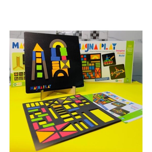 Magna Play Set-4 – Create Stunning Art with Magnetic Shapes – Includes Canvas, Magnets, Display Stand & Puzzle Booklet - Image 3