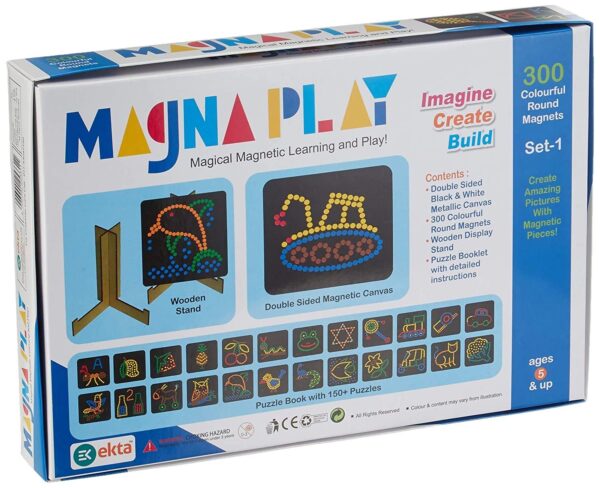 Magna Play Set-1 – Create Amazing Pictures with Magnetic Pieces – Includes Canvas, Magnets, Display Stand & Puzzle Booklet - Image 2