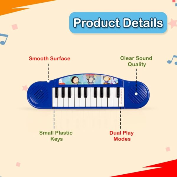 Kid Kraze® Mini Portable Piano Keyboard Musical Toy for Kids/Babies/Girls/Boys/Gifts | Blue Color, Power Source: 2xAA Battery (Not Included) - Image 2