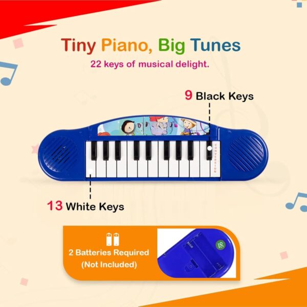 Kid Kraze® Mini Portable Piano Keyboard Musical Toy for Kids/Babies/Girls/Boys/Gifts | Blue Color, Power Source: 2xAA Battery (Not Included) - Image 3