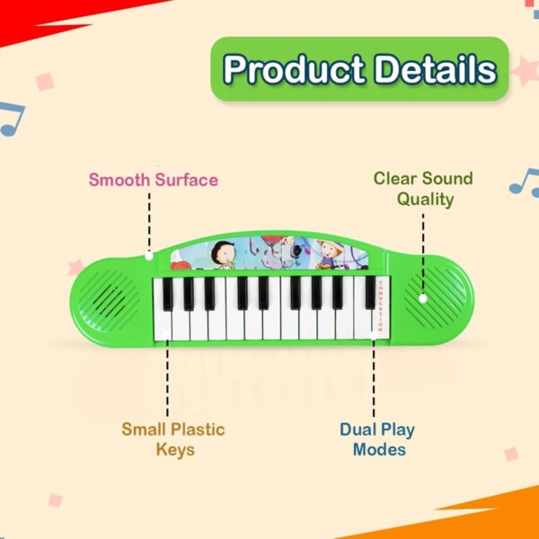 Kid Kraze® Battery Operated Multi-Functional Portable Organ/Piano/Keyboard Musical Toy for Kids/Babies/Girls/Boys/Gifts | Green Color, Power Source: 2xAA Battery (Not Included) - Image 2