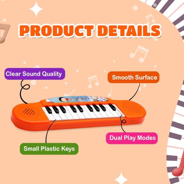 Kid Kraze® Battery Operated Multi-Functional Portable Organ/Piano/Keyboard Musical Toy for Kids/Babies/Girls/Boys/Gifts | Orange Color, Power Source: 2xAA Battery (Not Included) - Image 2