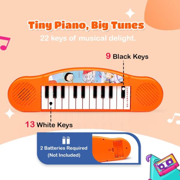 Kid Kraze® Battery Operated Multi-Functional Portable Organ/Piano/Keyboard Musical Toy for Kids/Babies/Girls/Boys/Gifts | Orange Color, Power Source: 2xAA Battery (Not Included) - Image 3