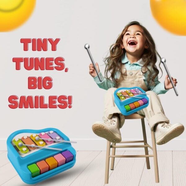 Kid Kraze® 2 in 1 Mini Piano and Xylophone Toy with Colorful Keys & 2 Mallets for Babies/Girls/Boys/Kids/Gifts (Blue) - Image 6