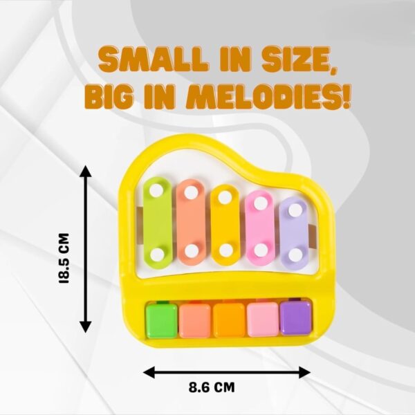 Kid Kraze® 2 in 1 Mini Piano and Xylophone Toy with Colorful Keys & 2 Mallets for Babies/Girls/Boys/Kids/Gifts (Yellow) - Image 5